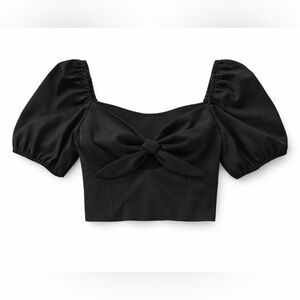 🖤 Bar III Black Puff Sleeve Smocked Crop Top 🖤